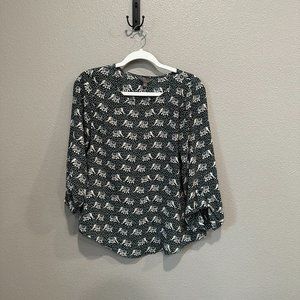 MIX Ellie Printed 3/4 Sleeve Blouse (S) Dark Green
